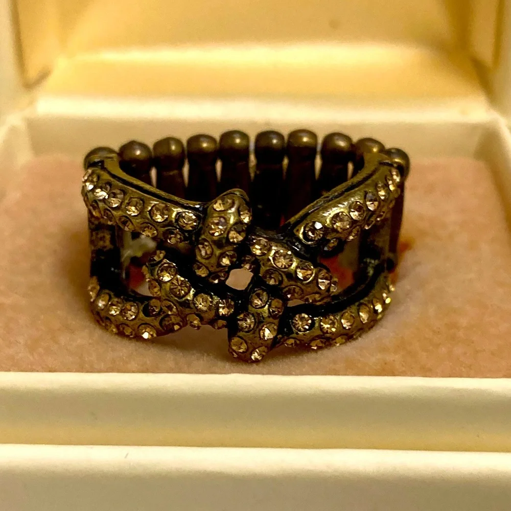 Bronze Rhinestone Ring & Earring Set - Picture 5 of 9